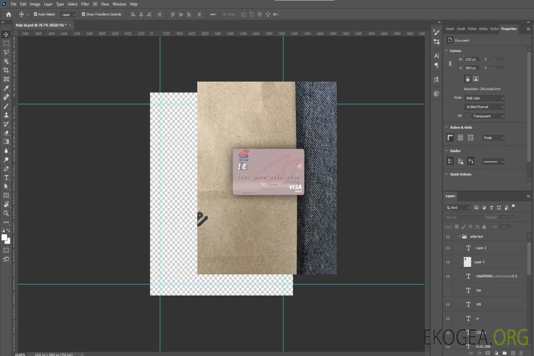 Carte de débit visa Koweït Gulf Bank avant photolook template